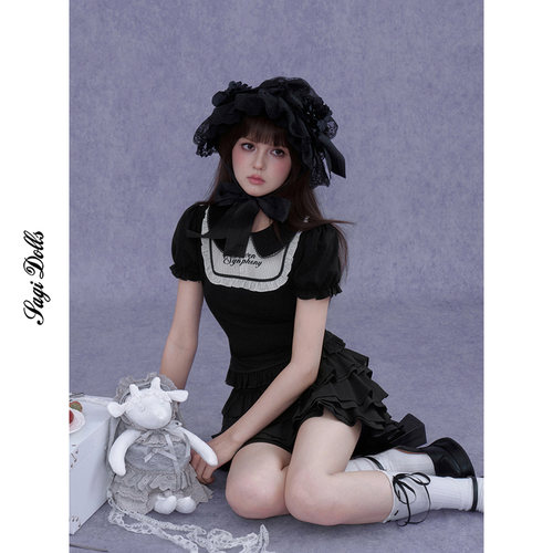 SagiDolls少女斗志#画报玩偶#暗黑娃娃领短袖T恤上衣lolita甜酷乖