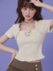 SagiDolls少女斗志超遮斜方肌 纯欲方领上衣甜美显瘦百搭 燕麦奶