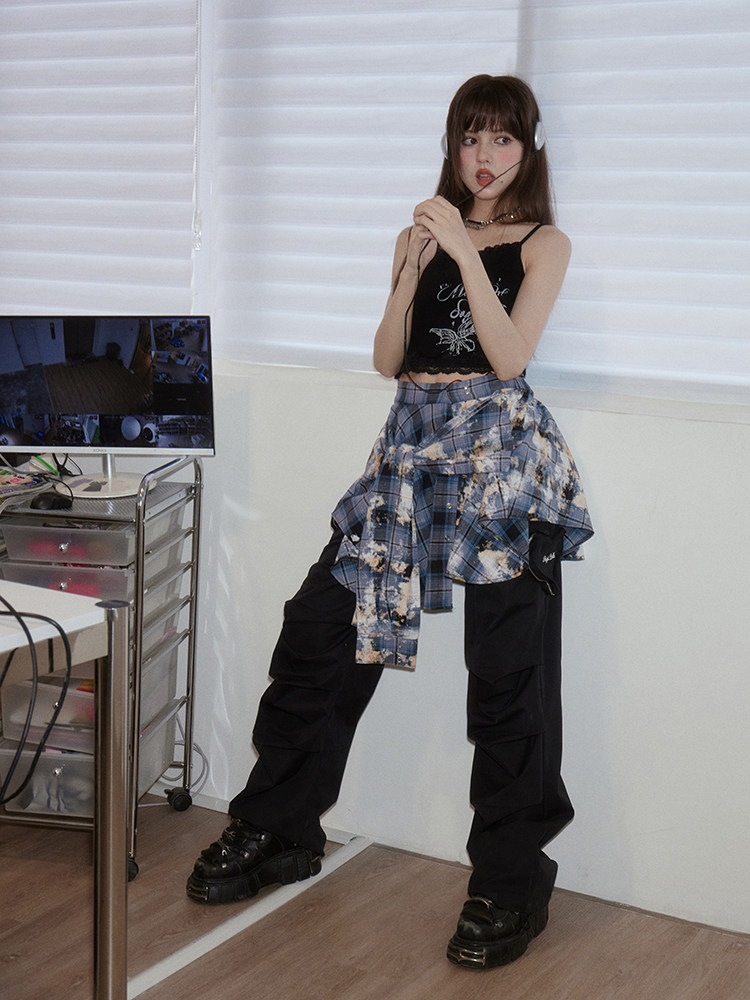 SagiDolls少女斗志一件抵N件！叠穿神器！烧毁工艺蓝格衬衫裙多穿