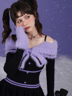 黑紫纯欲毛领连衣裙年会瘦 冬日恋人 SagiDolls少女斗志 2025圣诞