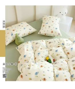 茗洋家纺纯棉婴儿被罩儿童床褥子套A类母婴级双层纱幼儿园垫被套