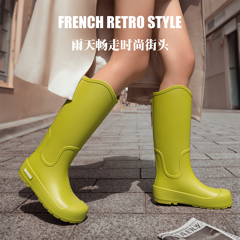 时尚高帮防水雨鞋女平跟防滑胶鞋