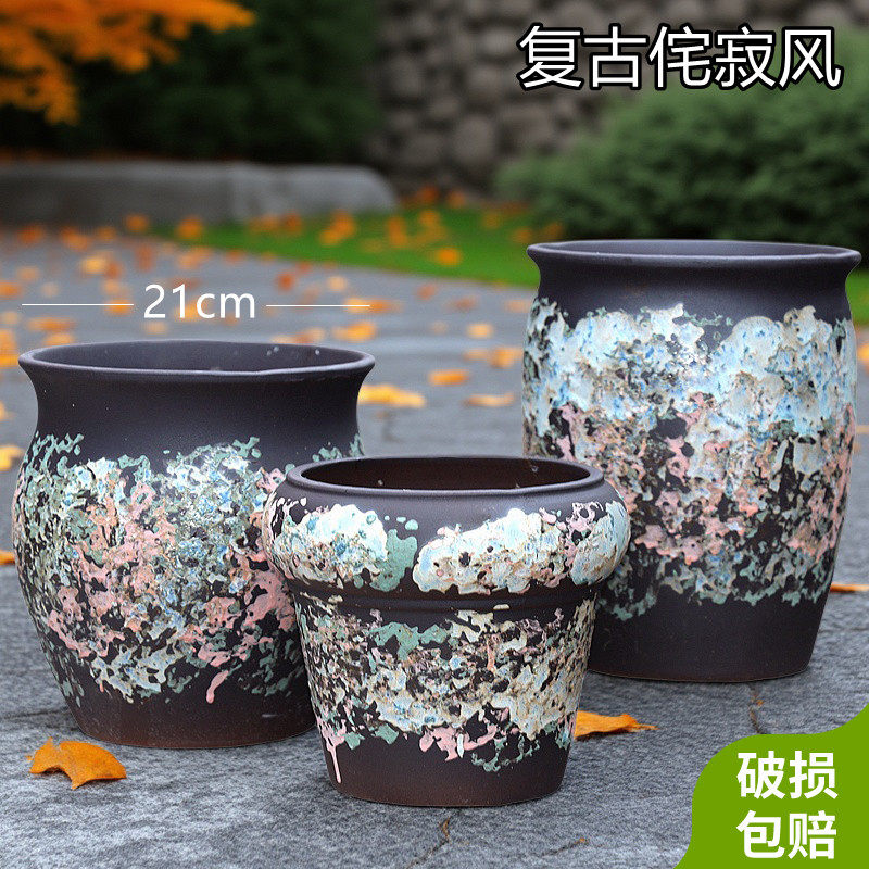 复古透气陶盆三角梅陶土盆大号图片