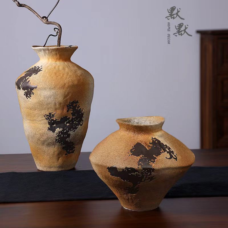 侘寂景德镇手工陶瓷花器无孔花瓶