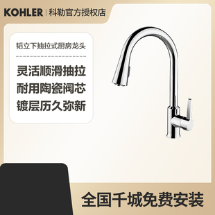 科勒官方旗舰店厨房水龙头厨房水槽抽拉式 冷热防溅花洒龙头21366