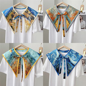 复古 饰空调房搭配衬衫 油画风文艺系带披肩小搭肩假领子春秋欧式 装