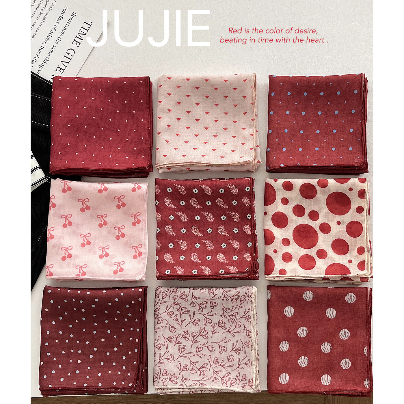 经典红色波点复古风小方巾包头巾夏季百搭气质领巾薄款围巾女丝巾