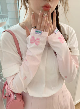 粉色少女冰袖蝴蝶结宽松学生冰袖