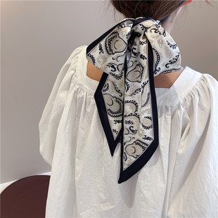 复古丝巾小丝带女细窄编发长条多功能高级感绑包腰带发带领巾 法式