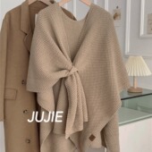 加大秋冬慵懒风披肩懒人春夏季 空调房气质针织大围巾披肩保暖斗篷
