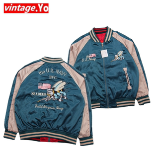古着vintage日本原宿丝光横须贺刺绣夹克外套棒球服男女