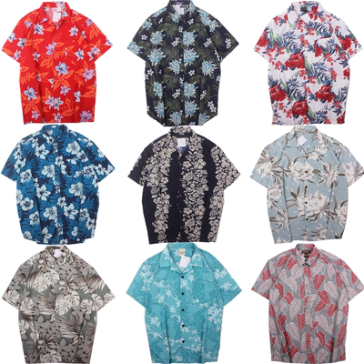 vintage古着美式夏威夷Hawaii美式宽松短袖花衬衫男女T37