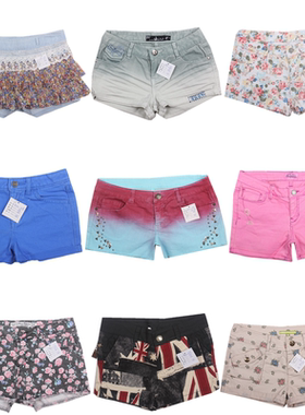 古着美式牛仔超短辣妹Y2K千禧亚文化亚比朋克涩谷骷髅低腰短裤