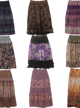 古着vintage美拉德百褶半身裙辣妹亚比拼接蕾丝春秋款复古半裙N13