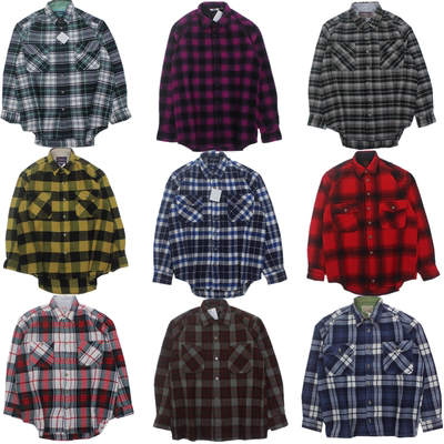 古着vintage 日系复古百搭宽松厚实保暖长袖格子衬衫男女冬季T43