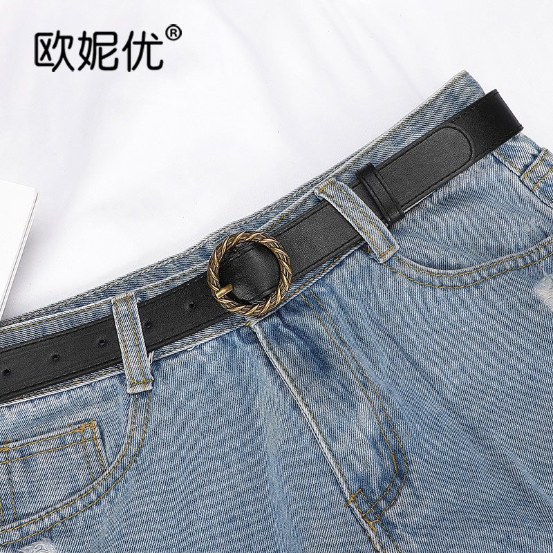 复古麻花圆扣皮带女简约百搭牛仔裤韩版学生黑色时尚装饰女士腰带