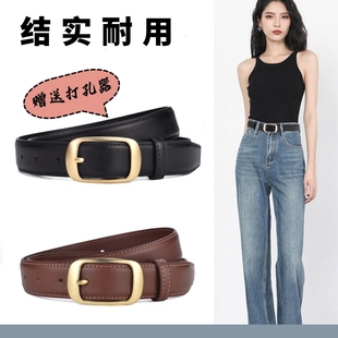 真皮腰带女士大码 胖mm裤 针扣时尚 饰牛仔裤 带棕 装 皮带加长2025新款