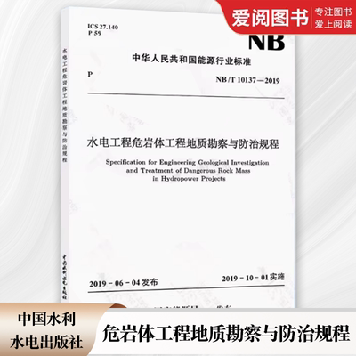 正版水电工程危岩体工程地质勘察与防治规程NB/T 10137—2019 中国水利水电出版社 标准规范书籍