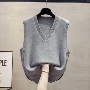 2026年春装新款针织V领马甲女宽松外穿休闲毛衣百搭叠穿背心坎肩