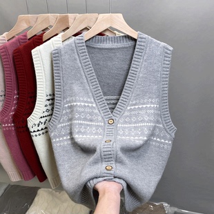 外搭坎肩背心无袖 2026韩版 开衫 设计针织马甲女无袖 毛衣马夹 时尚