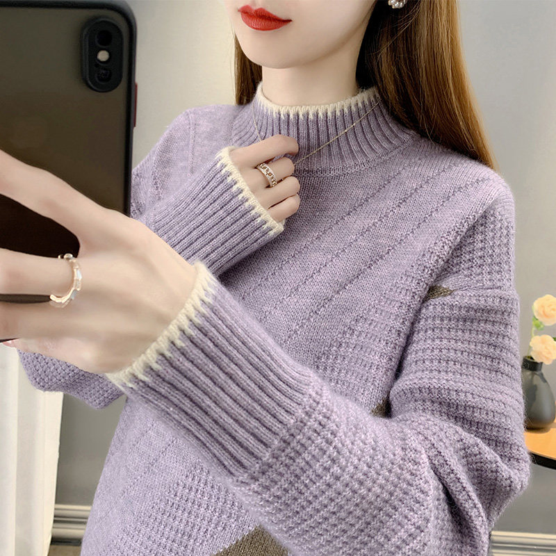 2025秋冬新款半高领毛衣女套头加厚保暖宽松外穿长袖内搭打底衫女,女装/女士精品,毛衣,淘宝优惠券,粉丝福利购,淘宝优惠卷
