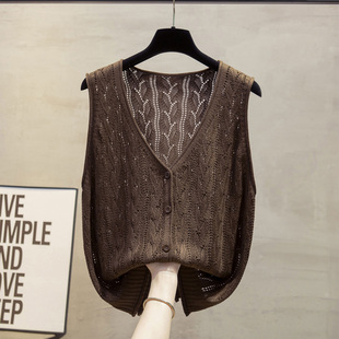 开衫 镂空针织马甲背心女宽松无袖 外搭坎肩马夹女 V领薄款 2026新款