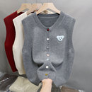 马夹坎肩 韩系减龄彩色纽扣针织马甲叠穿背心女无袖 2025秋装 新款