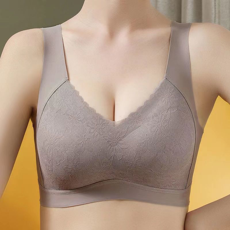 泰国乳胶无痕内衣女无钢圈蕾丝美背文胸运动背心吊带聚拢胸罩