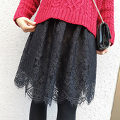 叠穿蕾丝下摆衬裙遮挡裙宽松大码 中裙打底裙遮屁防走光A字蕾丝裙