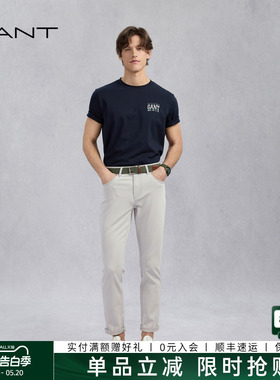 GANT/甘特春夏新款男裤时尚修身简约通勤纯灰色百搭高级感牛仔裤