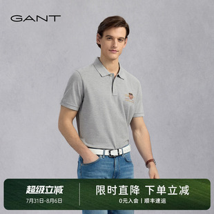 休闲通勤翻领透气珠地网眼短袖 甘特夏男士 100%棉 POLO衫 GANT