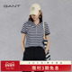 甘特25新款 夏季 女士气质上衣蓝白条纹T恤休闲翻领短袖 GANT POLO衫