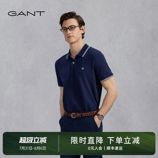 100%棉 甘特夏季 GANT T恤POLO衫 男士 撞色设计翻领商务休闲短袖