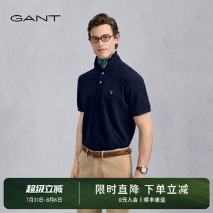 休闲时尚 甘特夏季 男士 T恤POLO衫 刺绣logo翻领短袖 100%棉 GANT