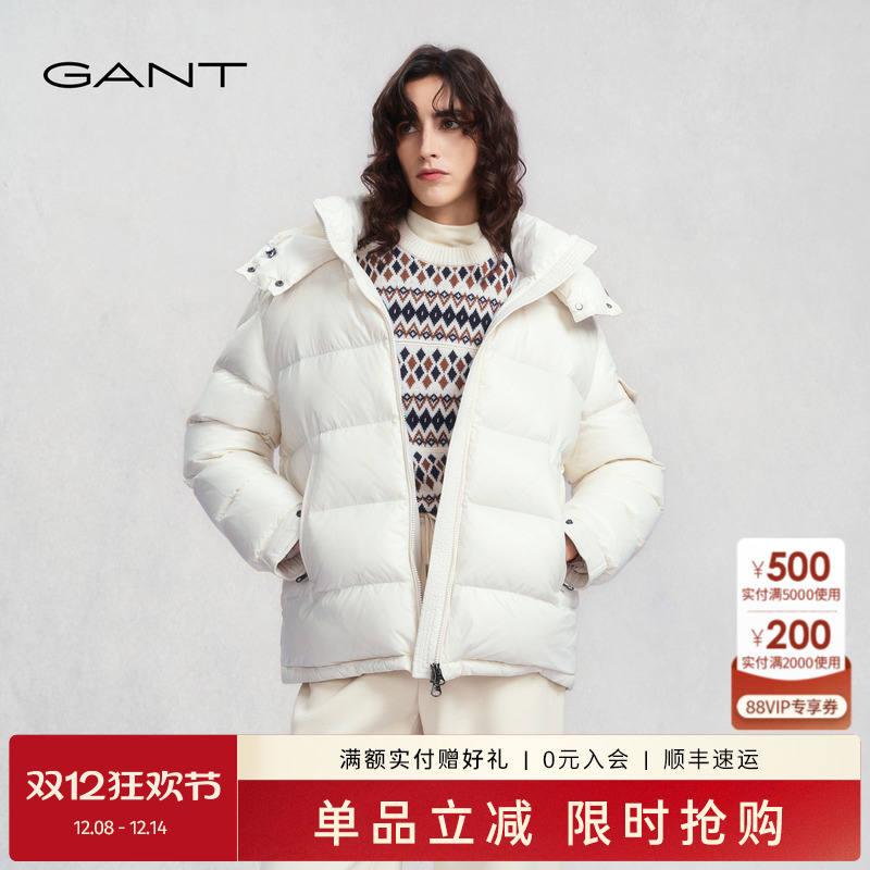 GANT/甘特女士连帽亮面羽绒服