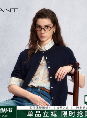 【高智系列】GANT/甘特26春夏季圆领通勤薄款外搭针织开衫外套女
