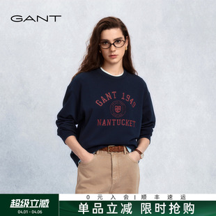 GANT 甘特26春夏女纯棉圆领卫衣学院风宽松美式 上衣 随心系列