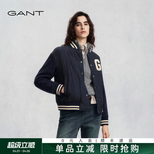女士绗线棉服针织拼接学院风棒球服夹克衫 外套 甘特秋冬新款 GANT