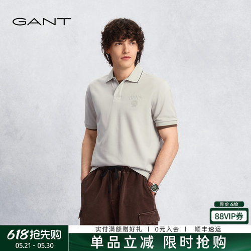 GANT/甘特男士纯棉翻领短袖T恤