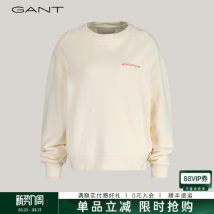 女士纯棉上衣简约百搭纯色圆领套头休闲卫衣 新款 GANT 甘特春季