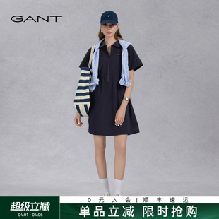 女士翻领衬衫 GANT 甘特夏季 新款 连衣裙 裙抽绳收腰休闲风百搭短袖