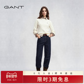 GANT 弹力复古撞色微锥牛仔裤 甘特25秋冬新款 女士磨毛休闲小脚裤