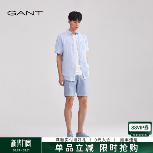 男士 新款 美式 时尚 子 GANT 纯色百搭休闲直筒舒适通勤短裤 甘特夏季