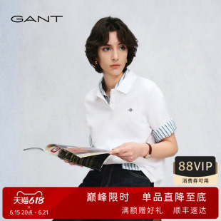 【出色POLO】GANT/甘特26春夏新款女士珠地棉柔软微弹翻领短袖T恤