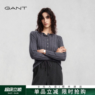 GANT 甘特秋冬女士老钱风针织衫 圆领套头内搭毛衫 100%绵羊毛