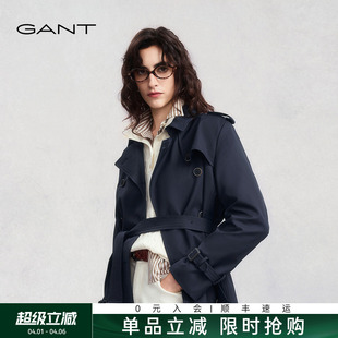 GANT 新款 女士复古老钱风双排扣大翻领中长款 风衣外套 甘特秋冬季