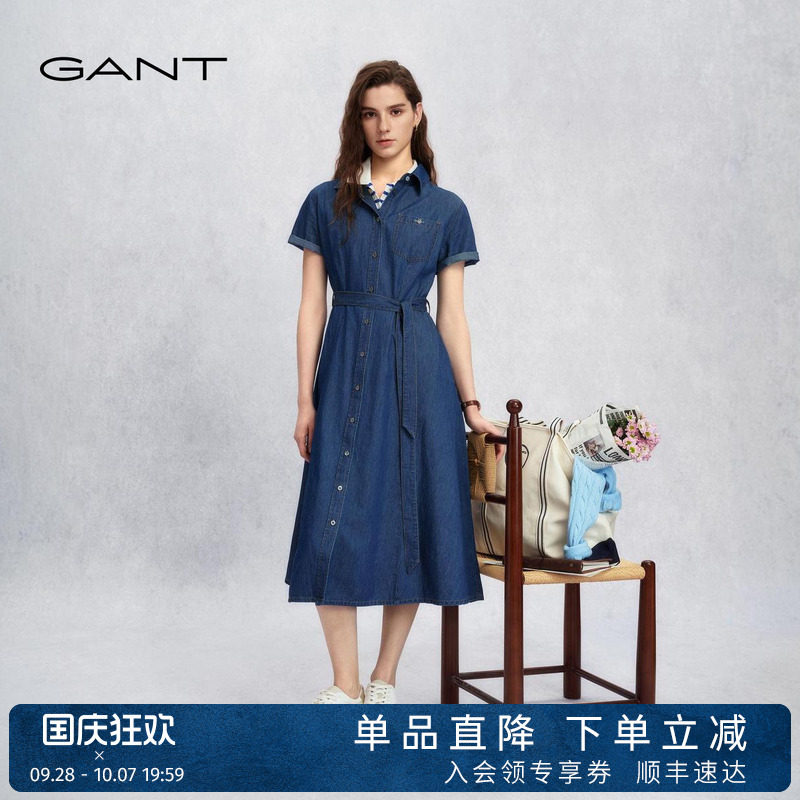 GANT/甘特女棉麻混纺牛仔连衣裙图片