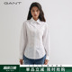 100%棉 尖领长袖 GANT 女士白衬衣通勤收腰灯笼袖 衬衫 甘特新款