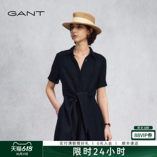 GANT/甘特女士纯亚麻连衣衬衫裙