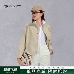 春秋女士复古休闲翻领宽松轻薄短款 通勤夹克外套 甘特新款 GANT